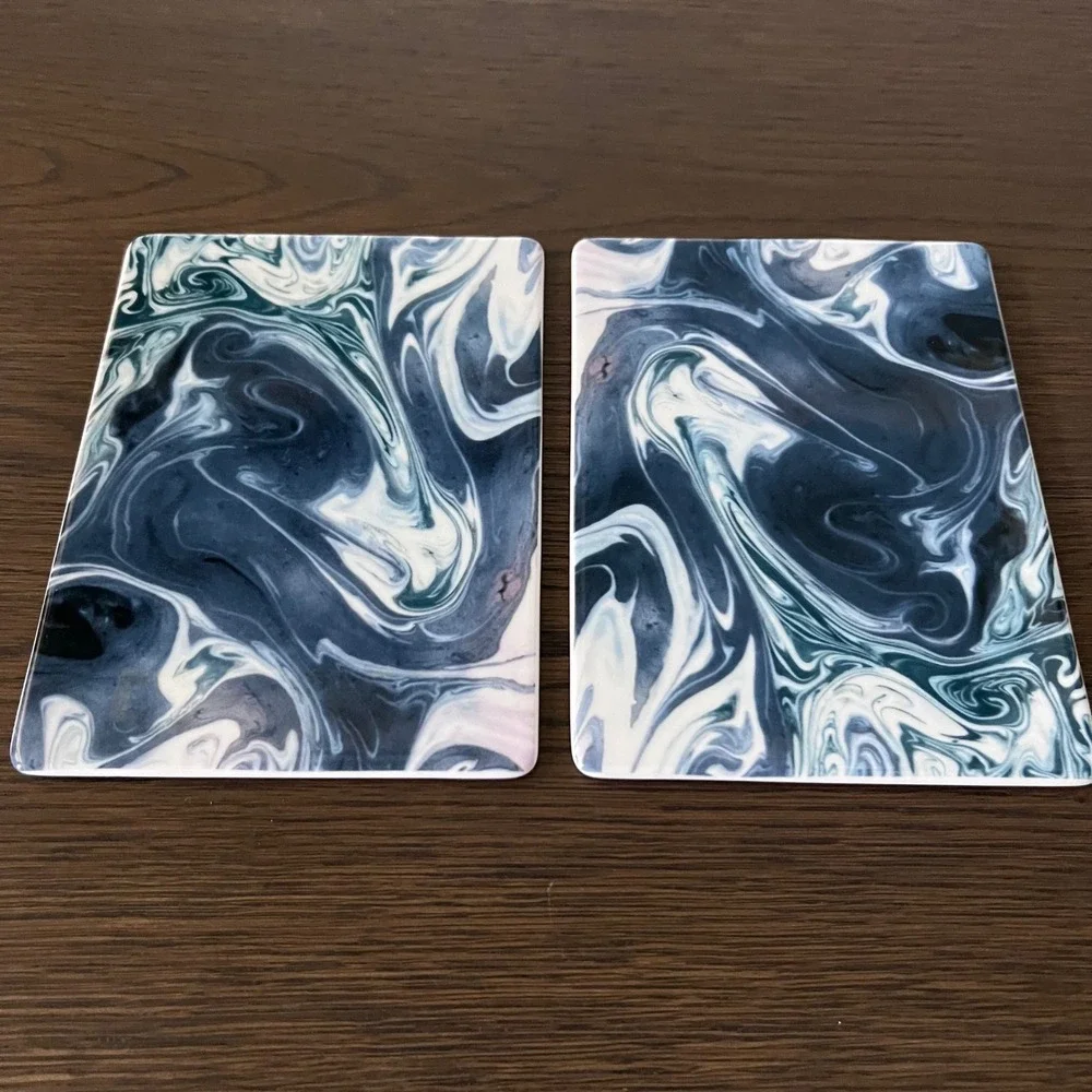 IKEA Marbled Swirl Replacement Coasters Set of 2 Blue White Teal Abstract Modern